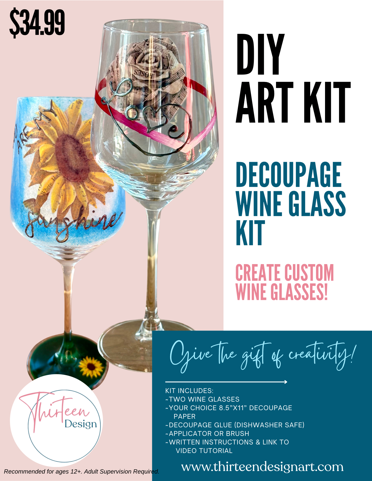 Decoupage Wine Glasses Art Kit