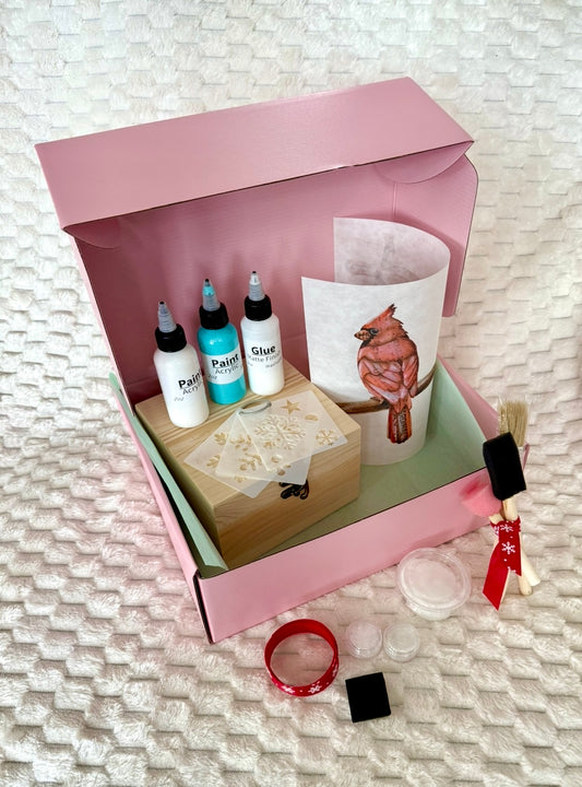 The Makers Circle: SINGLE Decoupage Box Workshop Art Kit (December/Holiday Edition)