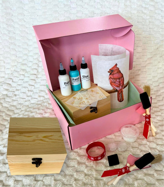 The Makers Circle: DOUBLE Decoupage Box Workshop Art Kit (December/Holiday Edition)